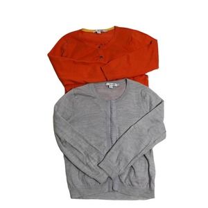 2 Boden cropped light weight button down/hook fasten orange & gray cardigans 4